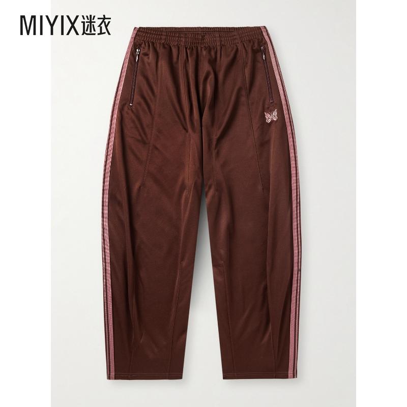 [秋冬新品]Needles 男款阔腿网状装饰Logo刺绣针织长运动裤 迷衣