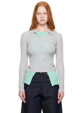 Guest In Residence 女士 POLO衫 灰色 LS Shrunken Polo 衫