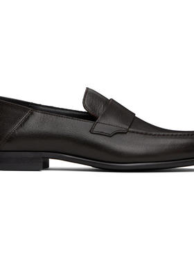 Boss 男士 乐福鞋 棕色 Tumbled Leather Penny 乐福鞋