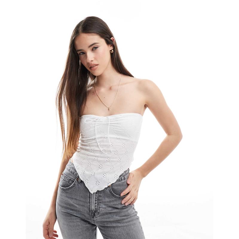 Cotton:on 女士 上衣 Claudia 棉质挂脖直筒抹胸背心(白色)