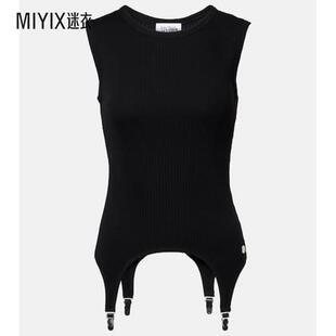 Jean Paul Gaultier高缇耶 女款罗纹针织棉质针织背心上衣 迷衣时