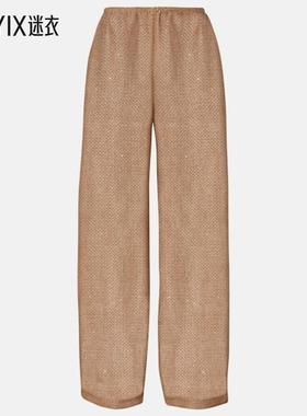 LESET 女款Stella 珠片亚麻混纺阔腿裤 迷衣时尚