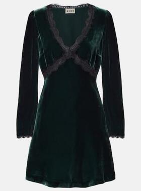 RIXO 女士 短款连衣裙 Macie 蕾丝边天鹅绒迷你连衣裙