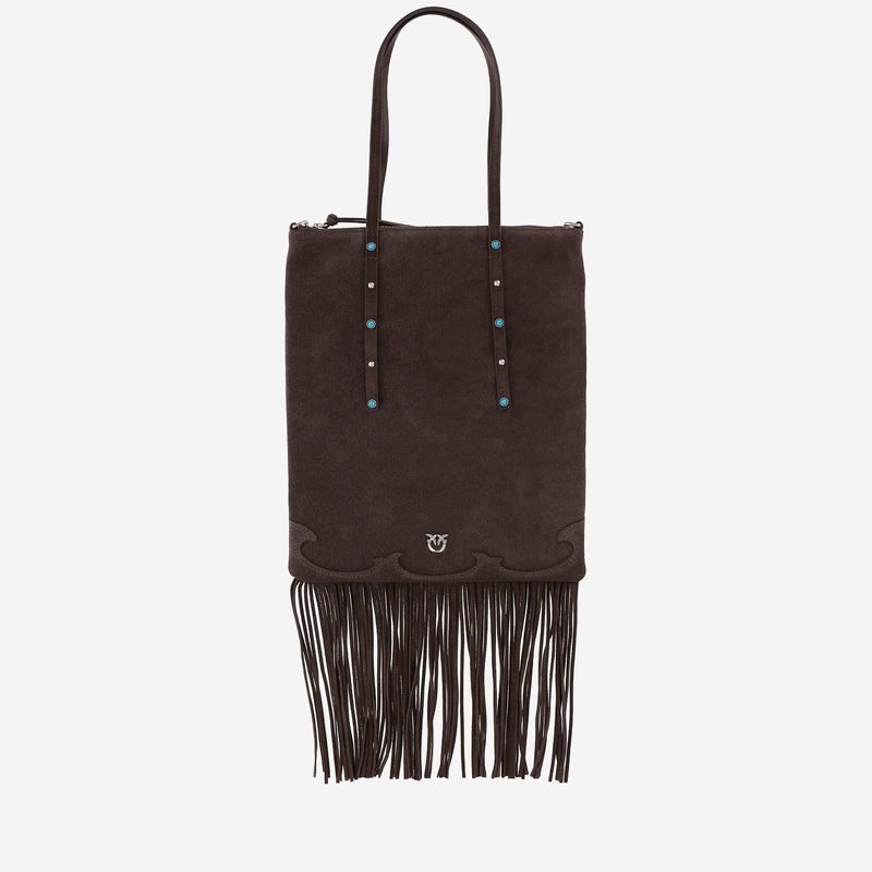Pinko 品高 女士 SS26 托特包 Logo 流苏边手提包图片