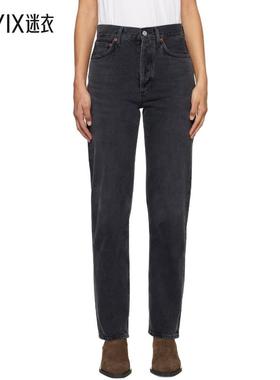 Agolde  女士 黑色 90's Pinch Waist High Rise Straight 牛仔裤