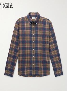 Hartford 男款Pitt 领尖带扣式格纹棉质法兰绒衬衫 迷衣时尚