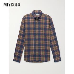 Hartford 男款Pitt 领尖带扣式格纹棉质法兰绒衬衫 迷衣时尚