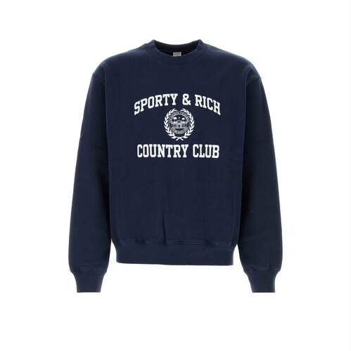 Sporty  Rich 中性（成人） SS26 卫衣 海军蓝棉质运动衫