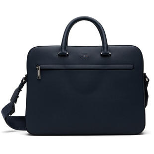 Boss 博斯 男士 公文包 海军蓝 Logo-Embossed Faux-Leather