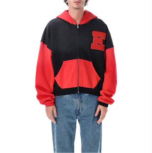 ERL 男士 FW26 卫衣 运动红黑色拉链连帽衫