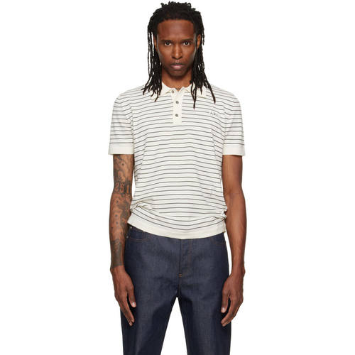 A.P.C. 男士 POLO衫 灰白色 Fitted Striped Polo 衫
