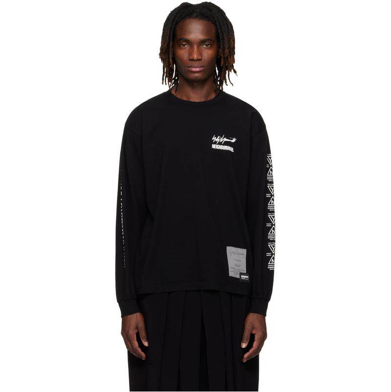Yohji Yamamoto 山本耀司 男士 T恤 黑色 NEIGHBORHOOD 联名长袖