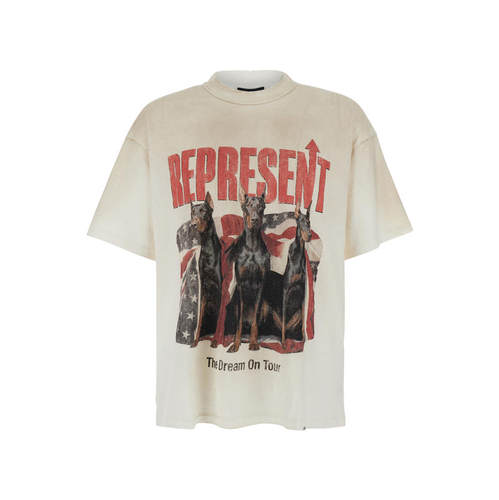 Represent 男士 SS26 T恤 Front for 浅褐色印花棉质麻纤维女士