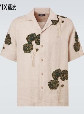 Frescobol Carioca 男款Roberto 花朵亚麻保龄球衬衫 迷衣时尚