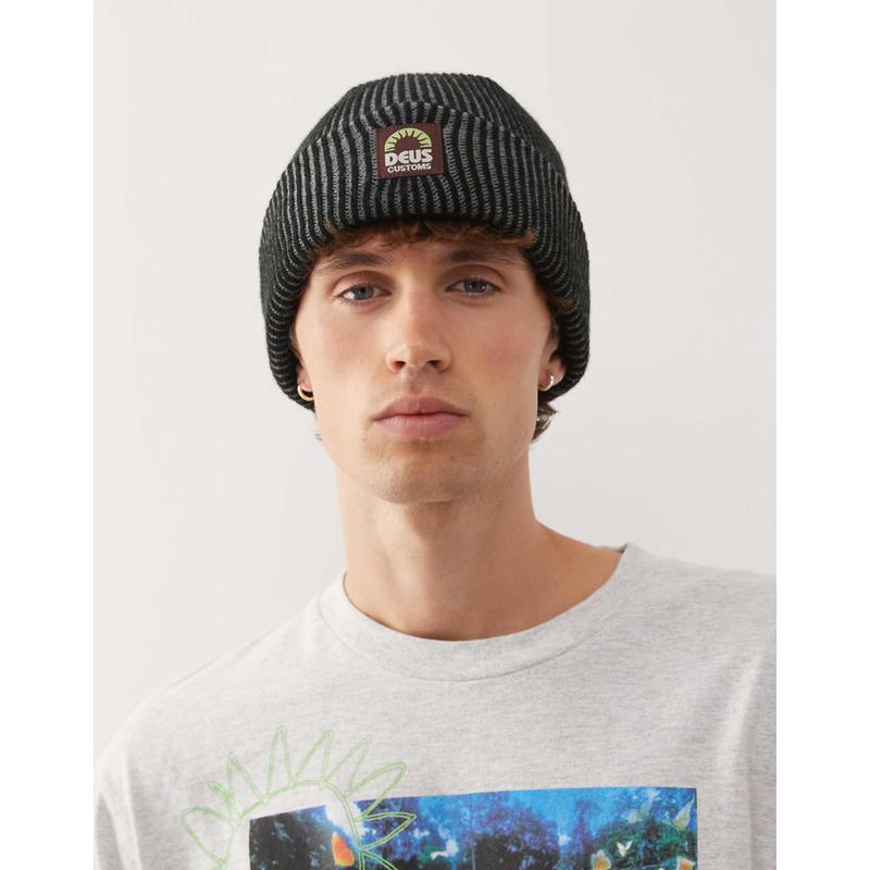 Deus Ex Machina 男士 毛线帽 melody 撞色小便帽(黑色)