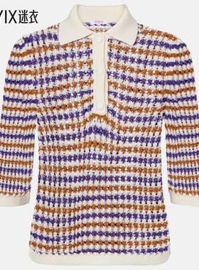 ERES 女款Comeback 洞洞针织棉混纺Polo衫 迷衣时尚