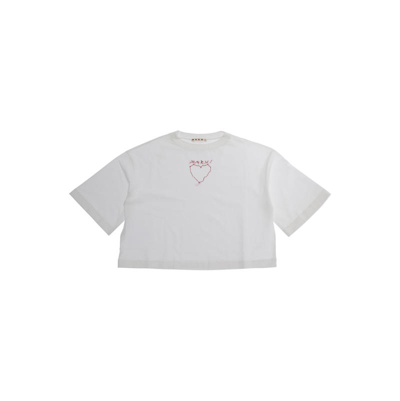 Marni 玛尼 婴儿 T恤 Front 白色短款带Logo刺绣棉质女生童装图片