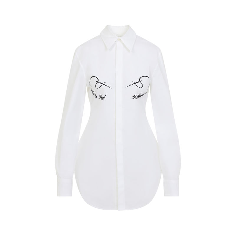 Jean Paul Gaultier 高缇耶 女士 衬衫 NEEDLESS FLOCK 白色棉质图片