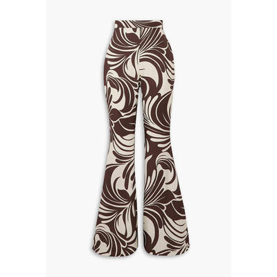 La DoubleJ 女士 秋冬长裤 Superflare 印花缎面提花喇叭长裤