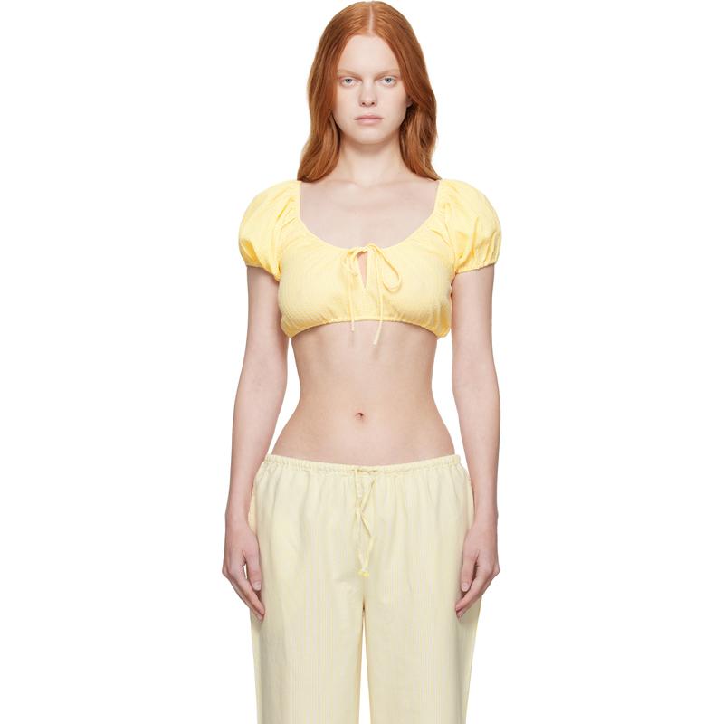 Danielle Guizio 女士 上衣 黄色 Ravello Gingham 上装