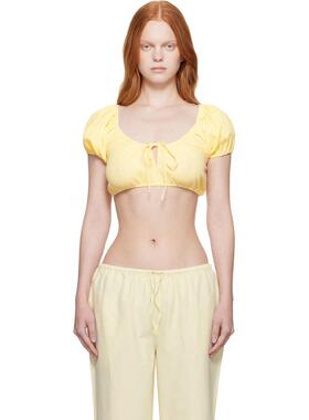 Danielle Guizio 女士 上衣 黄色 Ravello Gingham 上装