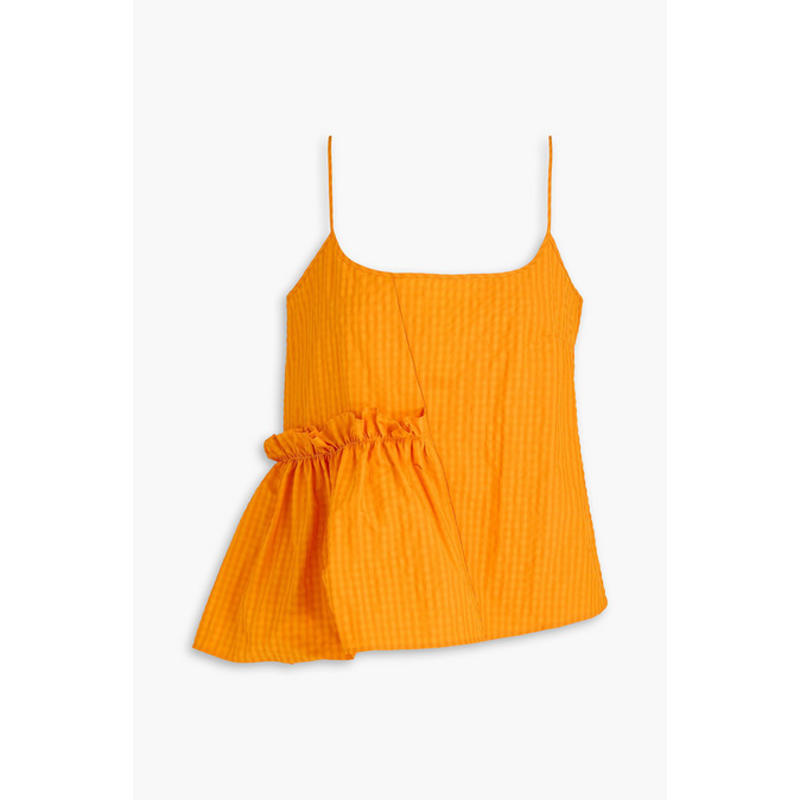 Brogger 女士 上衣 Heather 荷叶边方格棉布塔夫绸上衣