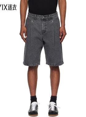 Dime MTL 男款黑色褶裥牛仔短裤 迷衣时尚