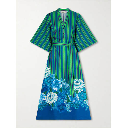 Alémais 女士 FW26 中长连衣裙 Margo 束带条纹印花有机棉质府绸