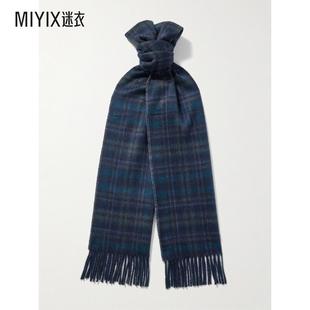 Johnstons Of Elgin 男款双面流苏格纹人字纹羊绒围巾 迷衣时尚