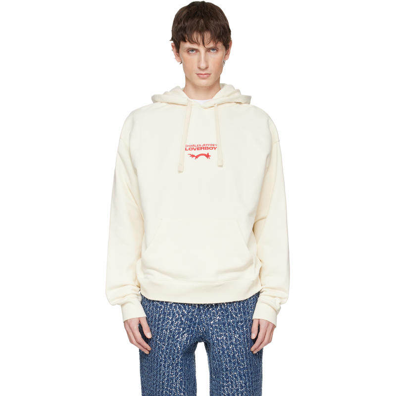 Charles Jeffrey Loverboy 男士 卫衣 灰白色徽标连帽衫