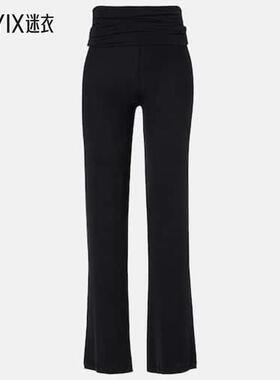 AYA MUSE 女款褶皱高腰直筒长裤 迷衣时尚