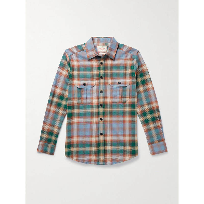 PORTUGUESE FLANNEL 男士 SS26 衬衫 Log 格纹有机棉质法兰绒衬衫