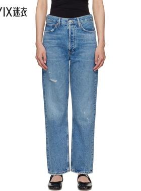 AGOLDE 女款蓝色 90's Mid Rise Straight 牛仔裤 迷衣时尚