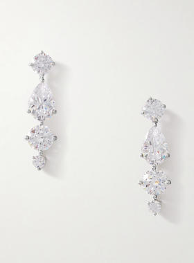 Completedworks 女士 CO 耳环 镀铑再生银色立体锆石耳环