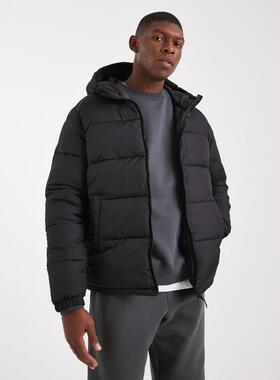 JJ Rebel 男士 夹克 蓬松连帽夹克(黑色)