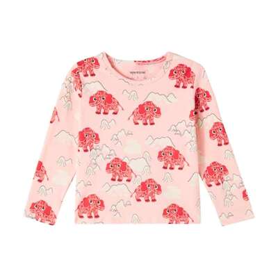 Mini Rodini 女童 T恤 Mammoth 棉混纺针织童装