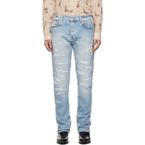Amiri 埃米尔 男士 牛仔长裤 蓝色 AMIRI Repaired Slim 牛仔裤