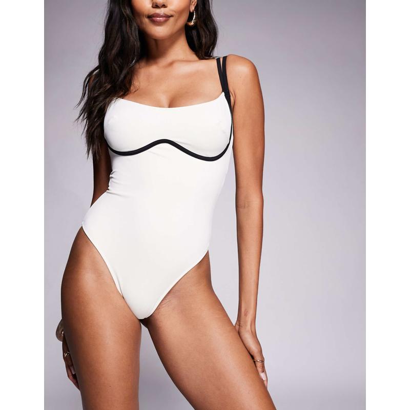 Wolf  Whistle 女士 连体泳衣 Whistle 狼撞色缝合泳衣(奶油色)