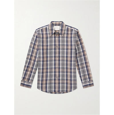 Studio Nicholson 男士 SS26 衬衫 海军蓝  驼色 View Check