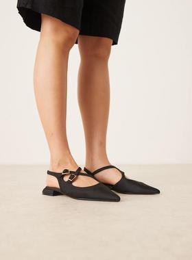 ASOS DESIGN 女士 芭蕾鞋 Lila 设计露跟芭蕾舞鞋(黑色)