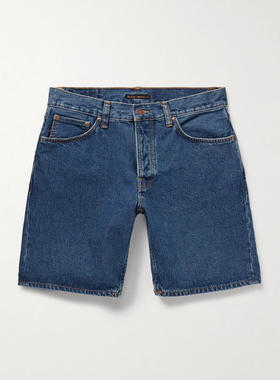 Nudie Jeans 男士 FW25 牛仔短裤 Seth 直筒砂洗有机牛仔短裤
