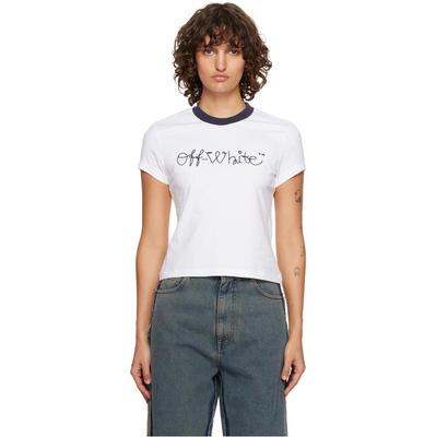Off-White 女士 T恤 白色 Embroidered Script Logo Fitted