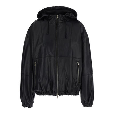 Tela 女士 FW26 夹克 'Tanner' Fixed 黑色皮革兜帽(for)