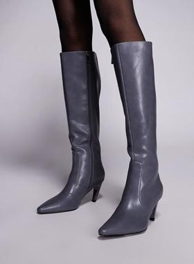 SIMMI London 女士 靴子 Simmi Lapis PU 高跟及膝靴子(灰色)