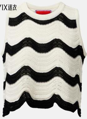 La DoubleJ 女款波浪纹棉质钩花短款上衣 迷衣时尚