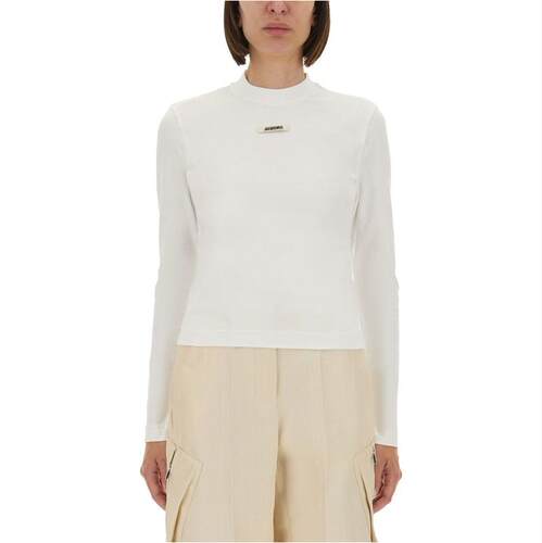 Jacquemus 雅克慕斯 女士 T恤 LE GROS 粒纹长袖弹力棉质(白色)