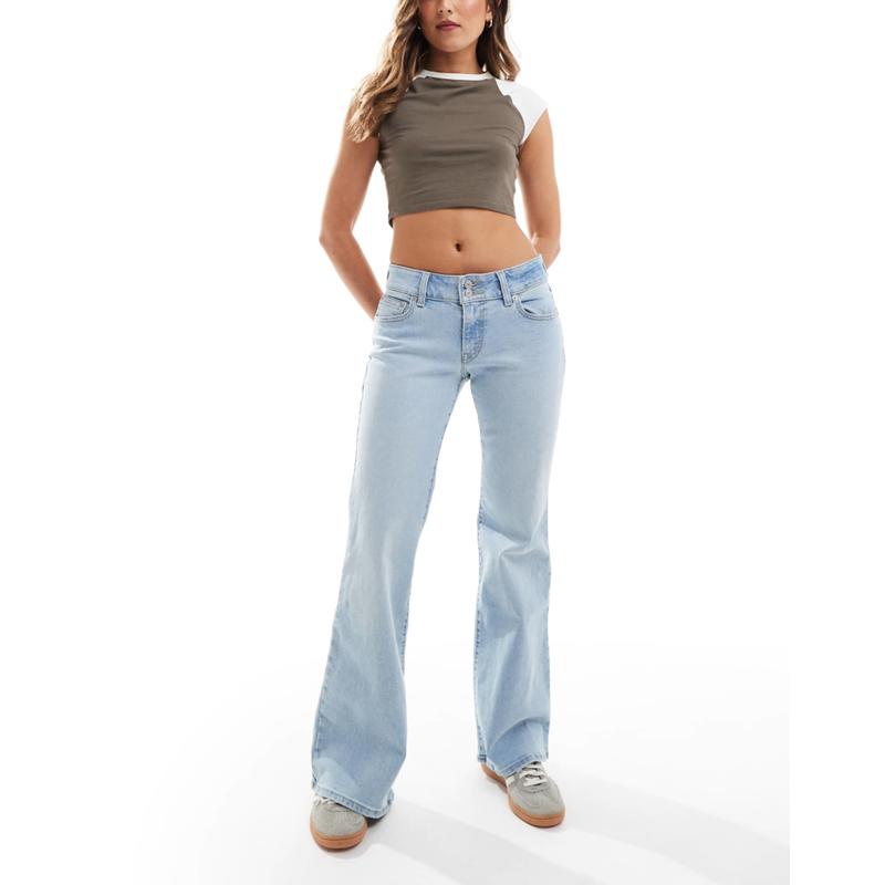 Levi's 女士 牛仔长裤 superlow 喇叭型漂白蓝色牛仔裤