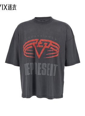 [秋冬新品]Represent 男款Front 灰色圆领长款徽标印花后棉混纺男