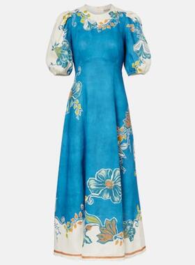 Alémais 女士 中长连衣裙 Luda 花朵亚麻中长连衣裙