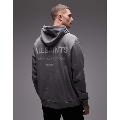 AllSaints 男士 卫衣 Underground 连帽衫(灰色)